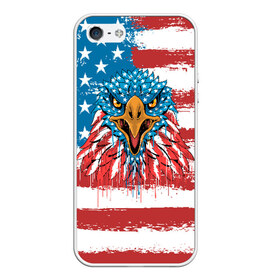 Чехол для iPhone 5/5S матовый с принтом American Eagle в Тюмени, Силикон | Область печати: задняя сторона чехла, без боковых панелей | Тематика изображения на принте: america | amerika | bird | eagle | flag | usa | америка | американский | орел | птица | соединенные | сша | флаг | штаты