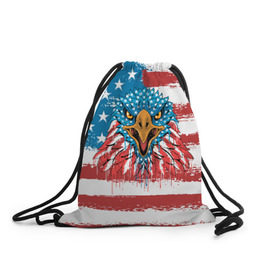 Рюкзак-мешок 3D с принтом American Eagle в Тюмени, 100% полиэстер | плотность ткани — 200 г/м2, размер — 35 х 45 см; лямки — толстые шнурки, застежка на шнуровке, без карманов и подкладки | america | amerika | bird | eagle | flag | usa | америка | американский | орел | птица | соединенные | сша | флаг | штаты