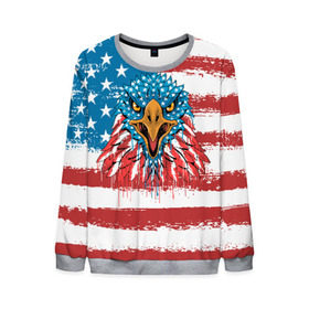 Мужской свитшот 3D с принтом American Eagle в Тюмени, 100% полиэстер с мягким внутренним слоем | круглый вырез горловины, мягкая резинка на манжетах и поясе, свободная посадка по фигуре | america | amerika | bird | eagle | flag | usa | америка | американский | орел | птица | соединенные | сша | флаг | штаты