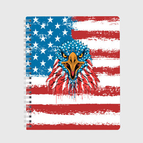 Тетрадь с принтом American Eagle в Тюмени, 100% бумага | 48 листов, плотность листов — 60 г/м2, плотность картонной обложки — 250 г/м2. Листы скреплены сбоку удобной пружинной спиралью. Уголки страниц и обложки скругленные. Цвет линий — светло-серый
 | america | amerika | bird | eagle | flag | usa | америка | американский | орел | птица | соединенные | сша | флаг | штаты