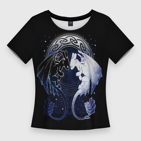 Женская футболка 3D Slim с принтом Как приручить дракона в Тюмени,  |  | dragon | how | to train | your | астрид | беззубик | викинги | всадник | гриммель | дневная | дракон | иккинг | как | ночная | олух | приручить | фурия | фэнтези