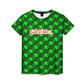 Женская футболка 3D с принтом ROBLOX в Тюмени, 100% полиэфир ( синтетическое хлопкоподобное полотно) | прямой крой, круглый вырез горловины, длина до линии бедер | game | gamer | logo | minecraft | roblox | simulator | игра | конструктор | лого | симулятор | строительство | фигура