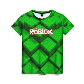 Женская футболка 3D с принтом ROBLOX в Тюмени, 100% полиэфир ( синтетическое хлопкоподобное полотно) | прямой крой, круглый вырез горловины, длина до линии бедер | game | gamer | logo | minecraft | roblox | simulator | игра | конструктор | лого | симулятор | строительство | фигура