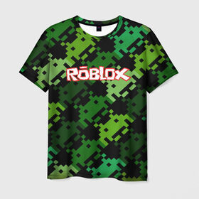 Мужская футболка 3D с принтом ROBLOX в Тюмени, 100% полиэфир | прямой крой, круглый вырез горловины, длина до линии бедер | game | gamer | logo | minecraft | roblox | simulator | игра | конструктор | лого | симулятор | строительство | фигура