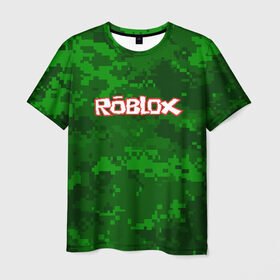 Мужская футболка 3D с принтом ROBLOX в Тюмени, 100% полиэфир | прямой крой, круглый вырез горловины, длина до линии бедер | game | gamer | logo | minecraft | roblox | simulator | игра | конструктор | лого | симулятор | строительство | фигура