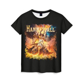 Женская футболка 3D с принтом Hammerfall в Тюмени, 100% полиэфир ( синтетическое хлопкоподобное полотно) | прямой крой, круглый вырез горловины, длина до линии бедер | 