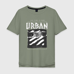 Мужская футболка хлопок Oversize с принтом Black Urban Style в Тюмени, 100% хлопок | свободный крой, круглый ворот, “спинка” длиннее передней части | black | urban | буквы | взгляд | глаза | лицо | минимализм | полосы | рваная | стиль | урбан | урбанистический