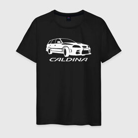 Мужская футболка хлопок с принтом Toyota Caldina в Тюмени, 100% хлопок | прямой крой, круглый вырез горловины, длина до линии бедер, слегка спущенное плечо. | Тематика изображения на принте: caldina | toyota | toyota caldina