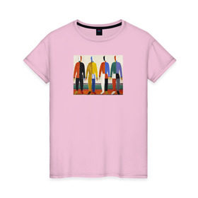 Женская футболка хлопок с принтом Казимир Малевич Крестьяне в Тюмени, 100% хлопок | прямой крой, круглый вырез горловины, длина до линии бедер, слегка спущенное плечо | живопись | искусство | картина | художники | шедевры