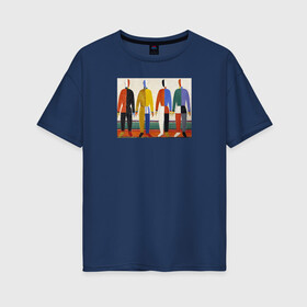 Женская футболка хлопок Oversize с принтом Казимир Малевич Крестьяне в Тюмени, 100% хлопок | свободный крой, круглый ворот, спущенный рукав, длина до линии бедер
 | живопись | искусство | картина | художники | шедевры