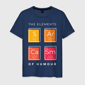 Мужская футболка хлопок с принтом Сарказм в Тюмени, 100% хлопок | прямой крой, круглый вырез горловины, длина до линии бедер, слегка спущенное плечо. | chemistry | quote | sarcasm | stinks | менделеев | таблица менделеева | химические элементы | химия