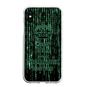 Чехол для iPhone XS Max матовый с принтом THE MATRIX HAS YOU в Тюмени, Силикон | Область печати: задняя сторона чехла, без боковых панелей | matrix | андерсон | киану | код | компьютер. монитор. пк | матрица | послание | ривз | сообщение | томас