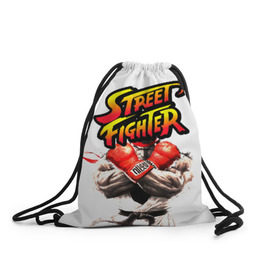 Рюкзак-мешок 3D с принтом Street fighter в Тюмени, 100% полиэстер | плотность ткани — 200 г/м2, размер — 35 х 45 см; лямки — толстые шнурки, застежка на шнуровке, без карманов и подкладки | capcom | fighter | fighting | street | боец | суторито фаита | уличный | файтинг