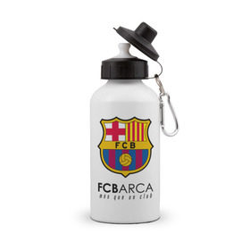 Бутылка спортивная с принтом FC BARCELONA (BARCA) в Тюмени, металл | емкость — 500 мл, в комплекте две пластиковые крышки и карабин для крепления | barca | barcelona | fc barca | барка | барселона