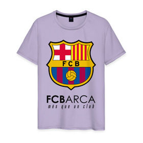 Мужская футболка хлопок с принтом FC BARCELONA (BARCA) в Тюмени, 100% хлопок | прямой крой, круглый вырез горловины, длина до линии бедер, слегка спущенное плечо. | barca | barcelona | fc barca | барка | барселона