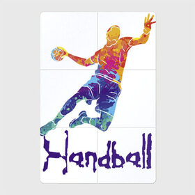 Магнитный плакат 2Х3 с принтом Handball в Тюмени, Полимерный материал с магнитным слоем | 6 деталей размером 9*9 см | attack | ball | game | handball | jump | player | sport | sportsman | атака | игра | мяч | прыжок | спорт | спортмен