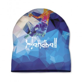 Шапка 3D с принтом Handball в Тюмени, 100% полиэстер | универсальный размер, печать по всей поверхности изделия | Тематика изображения на принте: attack | ball | game | handball | jump | player | sport | sportsman | атака | игра | мяч | прыжок | спорт | спортмен