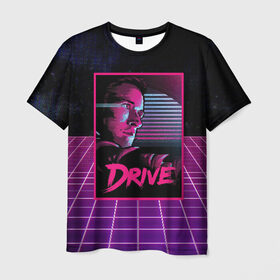 Мужская футболка 3D с принтом Drive в Тюмени, 100% полиэфир | прямой крой, круглый вырез горловины, длина до линии бедер | Тематика изображения на принте: drive | gosling | retrowave | гослинг | драйв
