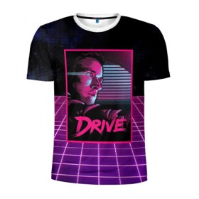 Мужская футболка 3D спортивная с принтом Drive в Тюмени, 100% полиэстер с улучшенными характеристиками | приталенный силуэт, круглая горловина, широкие плечи, сужается к линии бедра | drive | gosling | retrowave | гослинг | драйв