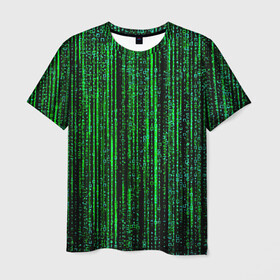 Мужская футболка 3D с принтом МАТРИЦА КАК В КИНО в Тюмени, 100% полиэфир | прямой крой, круглый вырез горловины, длина до линии бедер | agent smith | hugo weaving | keanu reeves | the matrix | киану ривз | код | матрица | матрица 4 | нео | цифры