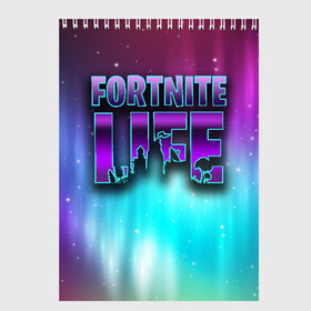 Скетчбук с принтом Fortnite LIFE в Тюмени, 100% бумага
 | 48 листов, плотность листов — 100 г/м2, плотность картонной обложки — 250 г/м2. Листы скреплены сверху удобной пружинной спиралью | Тематика изображения на принте: battle | fortnite | funny | kills | royale | save | season | the | twitch | world | битва | борьба | зомби | королевская | оружие | скины | стратегия | фортнайт