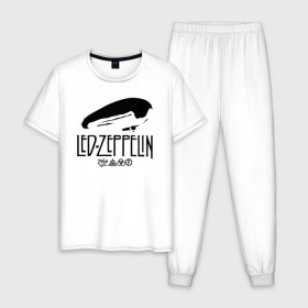 Мужская пижама хлопок с принтом Led Zeppelin в Тюмени, 100% хлопок | брюки и футболка прямого кроя, без карманов, на брюках мягкая резинка на поясе и по низу штанин
 | 