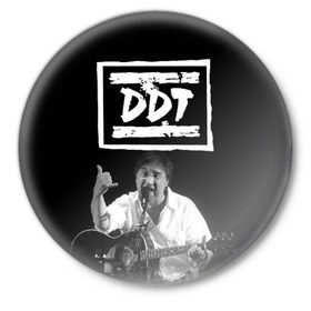 Значок с принтом ДДТ в Тюмени,  металл | круглая форма, металлическая застежка в виде булавки | ddt | rock | ддт | рок | русский рок | юрий шевчук