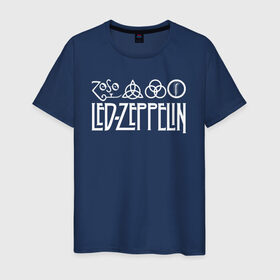 Мужская футболка хлопок с принтом Led Zeppelin в Тюмени, 100% хлопок | прямой крой, круглый вырез горловины, длина до линии бедер, слегка спущенное плечо. | led | led zeppelin | lz | zoso | группа | джимми пейдж | джон генри бонэм | джон пол джонс | зосо | лед зепелен | лед зеппелин | ледзепелен | ледзеппелин | лз | метал | роберт плант | рок | тяжелый