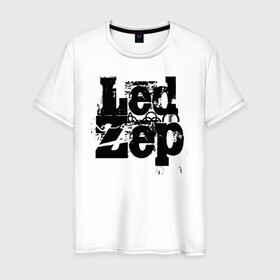 Мужская футболка хлопок с принтом LedZep в Тюмени, 100% хлопок | прямой крой, круглый вырез горловины, длина до линии бедер, слегка спущенное плечо. | led | led zep | led zeppelin | ledzep | lz | zoso | группа | джимми пейдж | джон генри бонэм | джон пол джонс | зосо | лед зепелен | лед зеппелин | ледзепелен | ледзеппелин | роберт плант | рок