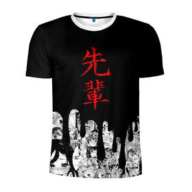 Мужская футболка 3D спортивная с принтом SENPAI (JAPAN 01) в Тюмени, 100% полиэстер с улучшенными характеристиками | приталенный силуэт, круглая горловина, широкие плечи, сужается к линии бедра | ahegao | anime | japan | manga | sempai | senpai | аниме | ахегао | лицо | манга | семпай | сенпай | япония