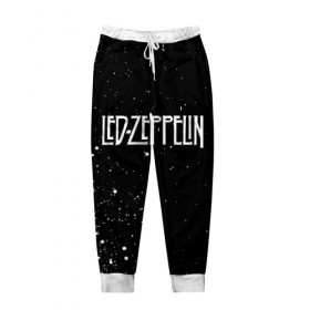 Мужские брюки 3D с принтом Led Zeppelin в Тюмени, 100% полиэстер | манжеты по низу, эластичный пояс регулируется шнурком, по бокам два кармана без застежек, внутренняя часть кармана из мелкой сетки | 