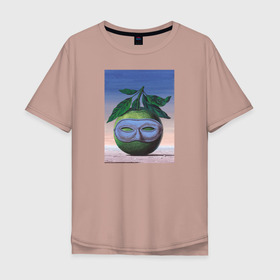 Мужская футболка хлопок Oversize с принтом Рене Магритт в Тюмени, 100% хлопок | свободный крой, круглый ворот, “спинка” длиннее передней части | Тематика изображения на принте: живопись | искусство | картина | художники | шедевры
