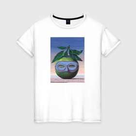 Женская футболка хлопок с принтом Рене Магритт в Тюмени, 100% хлопок | прямой крой, круглый вырез горловины, длина до линии бедер, слегка спущенное плечо | живопись | искусство | картина | художники | шедевры