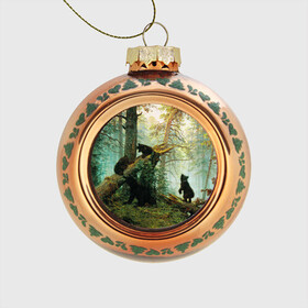 Стеклянный ёлочный шар с принтом Утро в сосновом лесу в Тюмени, Стекло | Диаметр: 80 мм | живопись | искусство | картина | художники | шедевры