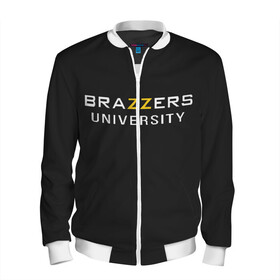 Мужской бомбер 3D с принтом Вrazzers university в Тюмени, 100% полиэстер | застегивается на молнию, по бокам два кармана без застежек, по низу бомбера и на воротнике - эластичная резинка | brazers | brazzers | brazzers university | бразерс | бразэрс | университет бразерс