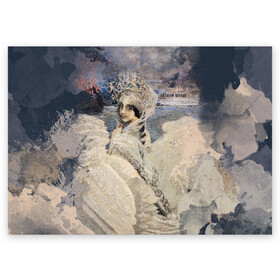 Поздравительная открытка с принтом Царевна лебедь в Тюмени, 100% бумага | плотность бумаги 280 г/м2, матовая, на обратной стороне линовка и место для марки
 | Тематика изображения на принте: живопись | искусство | картина | художники | шедевры