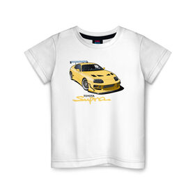 Детская футболка хлопок с принтом Toyota Supra в Тюмени, 100% хлопок | круглый вырез горловины, полуприлегающий силуэт, длина до линии бедер | Тематика изображения на принте: supra | toyota | toyota supra