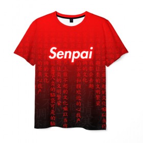Мужская футболка 3D с принтом SENPAI MATRIX RED в Тюмени, 100% полиэфир | прямой крой, круглый вырез горловины, длина до линии бедер | ahegao | anime | senpai | аниме | ахегао. | ахэгао | семпай | сенпаи
