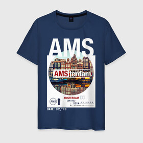 Мужская футболка хлопок с принтом Asterdam в Тюмени, 100% хлопок | прямой крой, круглый вырез горловины, длина до линии бедер, слегка спущенное плечо. | amsterdam | travel | амстердам | город | города | мир | путешествия