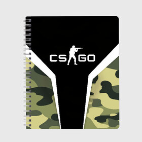 Тетрадь с принтом CSGO Camouflage в Тюмени, 100% бумага | 48 листов, плотность листов — 60 г/м2, плотность картонной обложки — 250 г/м2. Листы скреплены сбоку удобной пружинной спиралью. Уголки страниц и обложки скругленные. Цвет линий — светло-серый
 | Тематика изображения на принте: conter | counter | cs go | csgo | global | offensive | strike | контер | кс го | ксго | страйк