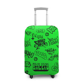 Чехол для чемодана 3D с принтом Billie Eilish graffiti в Тюмени, 86% полиэфир, 14% спандекс | двустороннее нанесение принта, прорези для ручек и колес | billie | eilish | graffiti | айлиш | билли | граффити | татуировки
