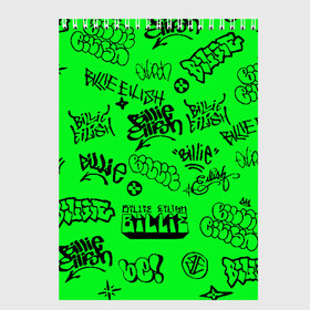 Скетчбук с принтом Billie Eilish graffiti в Тюмени, 100% бумага
 | 48 листов, плотность листов — 100 г/м2, плотность картонной обложки — 250 г/м2. Листы скреплены сверху удобной пружинной спиралью | billie | eilish | graffiti | айлиш | билли | граффити | татуировки