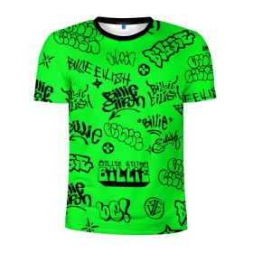 Мужская футболка 3D спортивная с принтом Billie Eilish graffiti в Тюмени, 100% полиэстер с улучшенными характеристиками | приталенный силуэт, круглая горловина, широкие плечи, сужается к линии бедра | billie | eilish | graffiti | айлиш | билли | граффити | татуировки