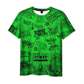 Мужская футболка 3D с принтом Billie Eilish Graffiti Grunge в Тюмени, 100% полиэфир | прямой крой, круглый вырез горловины, длина до линии бедер | billie | eilish | graffiti | grunge | айлиш | билли | граффити | татуировки