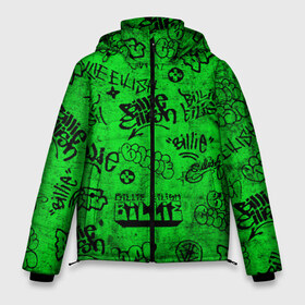 Мужская зимняя куртка 3D с принтом Billie Eilish Graffiti Grunge в Тюмени, верх — 100% полиэстер; подкладка — 100% полиэстер; утеплитель — 100% полиэстер | длина ниже бедра, свободный силуэт Оверсайз. Есть воротник-стойка, отстегивающийся капюшон и ветрозащитная планка. 

Боковые карманы с листочкой на кнопках и внутренний карман на молнии. | Тематика изображения на принте: billie | eilish | graffiti | grunge | айлиш | билли | граффити | татуировки