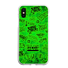 Чехол для iPhone XS Max матовый с принтом Billie Eilish Graffiti glow в Тюмени, Силикон | Область печати: задняя сторона чехла, без боковых панелей | billie | eilish | glow | graffiti | grunge | айлиш | билли | граффити | кислота | татуировки