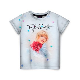 Детская футболка 3D с принтом Taylor Swift в Тюмени, 100% гипоаллергенный полиэфир | прямой крой, круглый вырез горловины, длина до линии бедер, чуть спущенное плечо, ткань немного тянется | Тематика изображения на принте: lover | taylor swift | taylor swift lover | тэйлор свифт