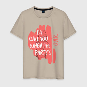 Мужская футболка хлопок с принтом When the partys over в Тюмени, 100% хлопок | прямой крой, круглый вырез горловины, длина до линии бедер, слегка спущенное плечо. | billie | eilish | paty | айлиш | билли | вечеринка