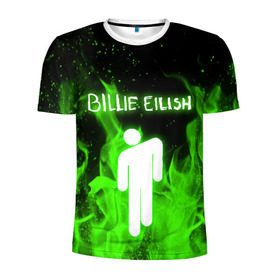 Мужская футболка 3D спортивная с принтом BILLIE EILISH в Тюмени, 100% полиэстер с улучшенными характеристиками | приталенный силуэт, круглая горловина, широкие плечи, сужается к линии бедра | bad guy | billie eilish | lovely billie | беляш. | билли айлиш | бэд гай
