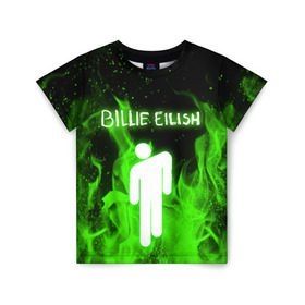Детская футболка 3D с принтом BILLIE EILISH в Тюмени, 100% гипоаллергенный полиэфир | прямой крой, круглый вырез горловины, длина до линии бедер, чуть спущенное плечо, ткань немного тянется | bad guy | billie eilish | lovely billie | беляш. | билли айлиш | бэд гай